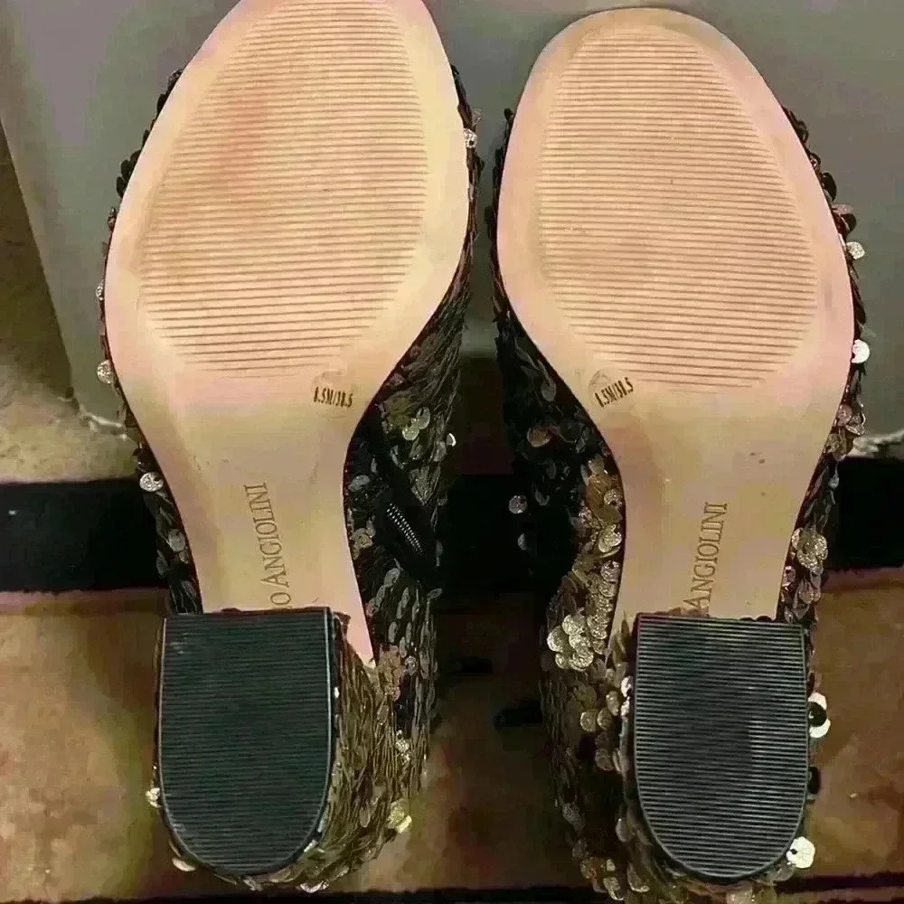 Enzo Angiolini, womans size 8.5 sequins peep toe booties​
